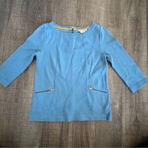 Boden Ribbed Blue Zipper Sweater